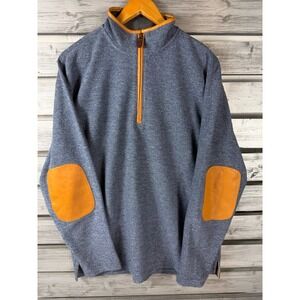 Orvis SweatshirtSweater  Mens M Leather Elbow Patch 1/4 Zip Mock Neck
